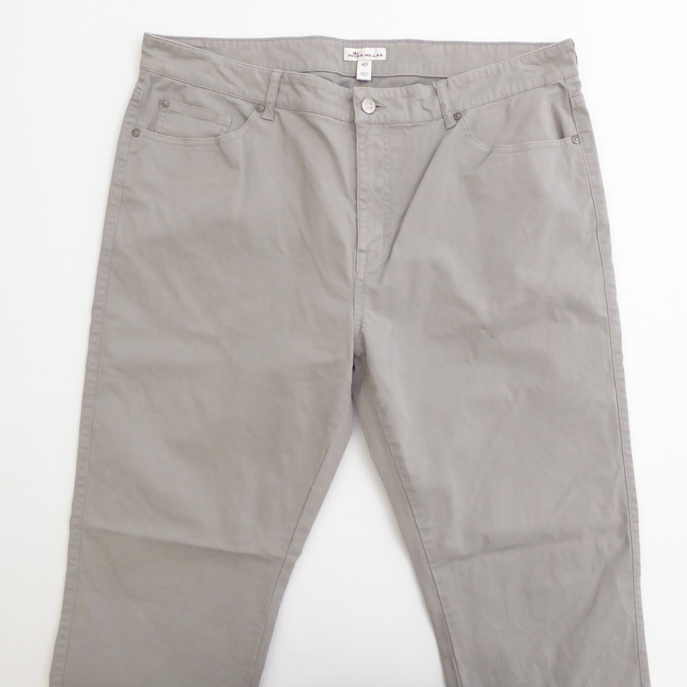 Peter Millar Mens Sateen Five-Pocket Stretch Pants Gray Cotton Spandex Size 40